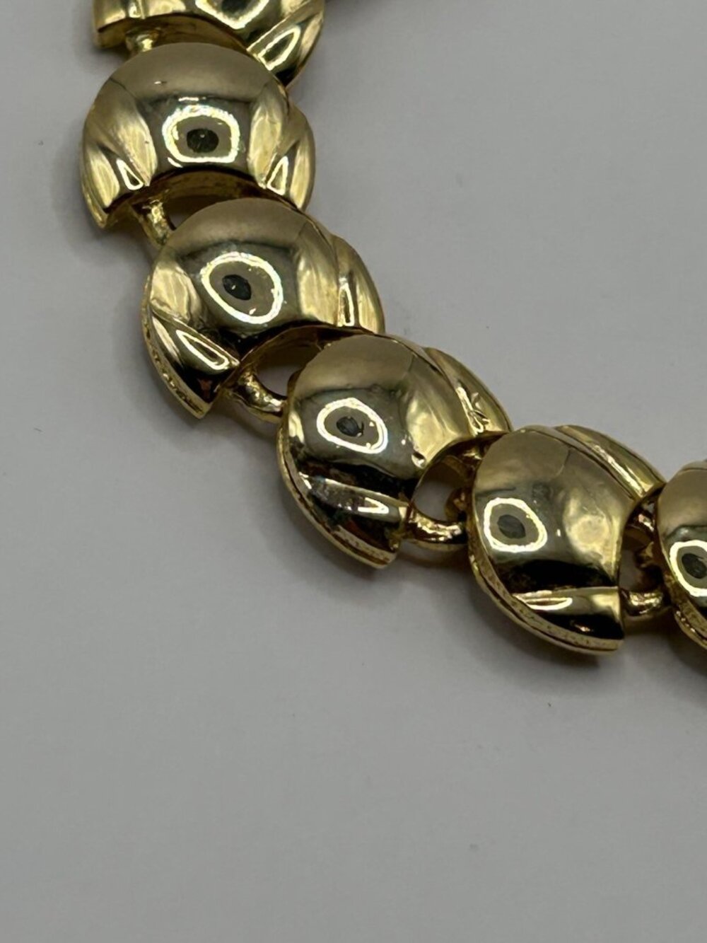 Vintage Necklace Gold Tone Chunky Crescent Link 18” Statement Jewelry Retro MCM - Picture 12 of 13